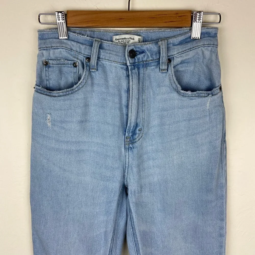 Abercrombie & Fitch Ankle Straight Ultra High-Rise Curve Love Distressed Jeans